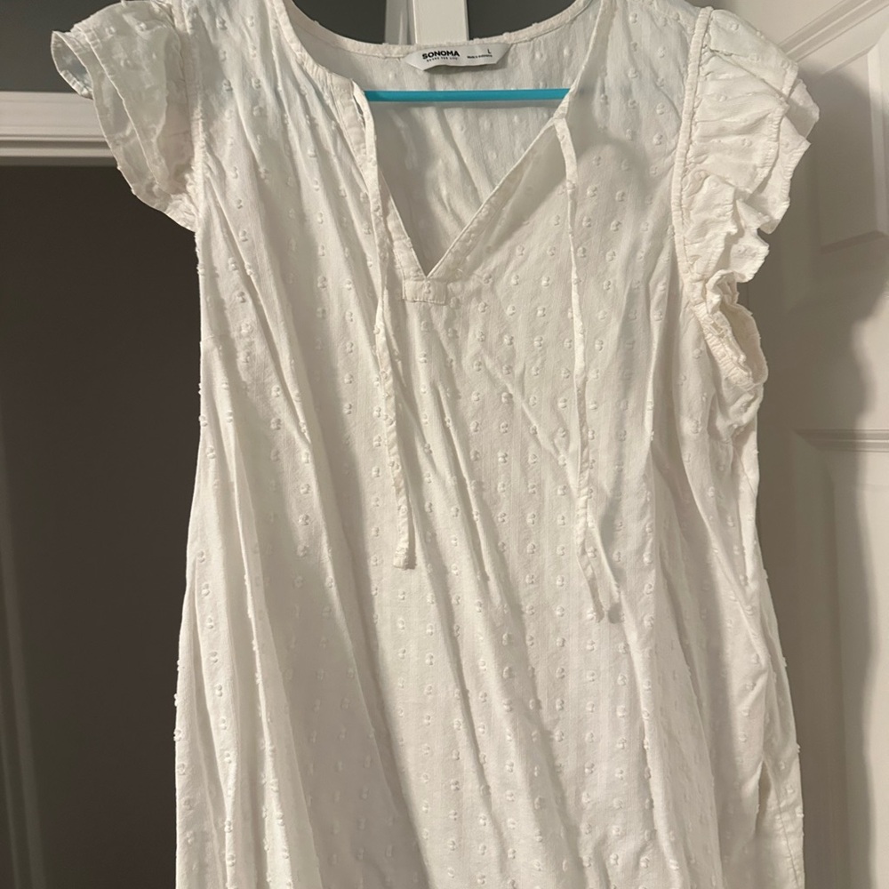 Ruffled White Textured Top